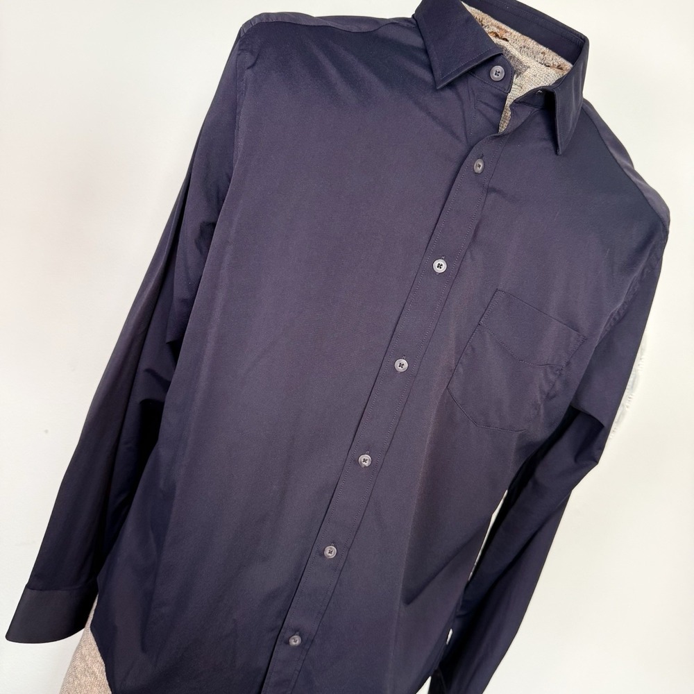 UNTUCKit Mens L Performance Shirt Black Long Sleeve Stretch Button Up Pocket